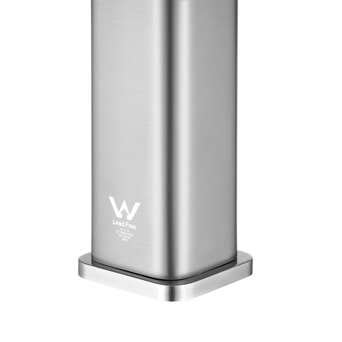 Brushed nickel finish detail on IVANO tall basin mixer