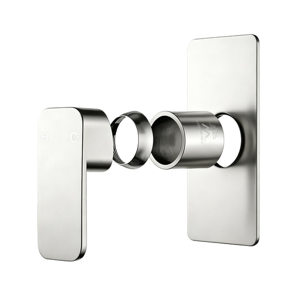 IVANO solid brass wall mixer without backplate in brushed nickel