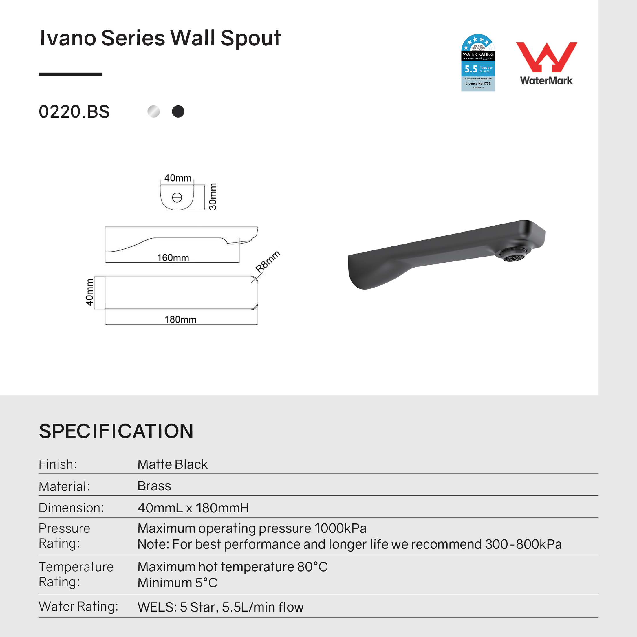 Upgrade your bathroom or kitchen with the IVANO Solid Brass Spout in Black. Durable, stylish, and easy to install. A sleek addition to any modern space. Enjoy!-Spout-Ezymall AU