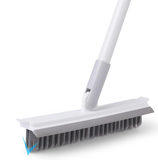 IVYROLL 2-in-1 Grout Brush with Long Handle, V-Shaped Bristles & Squeegee Brush