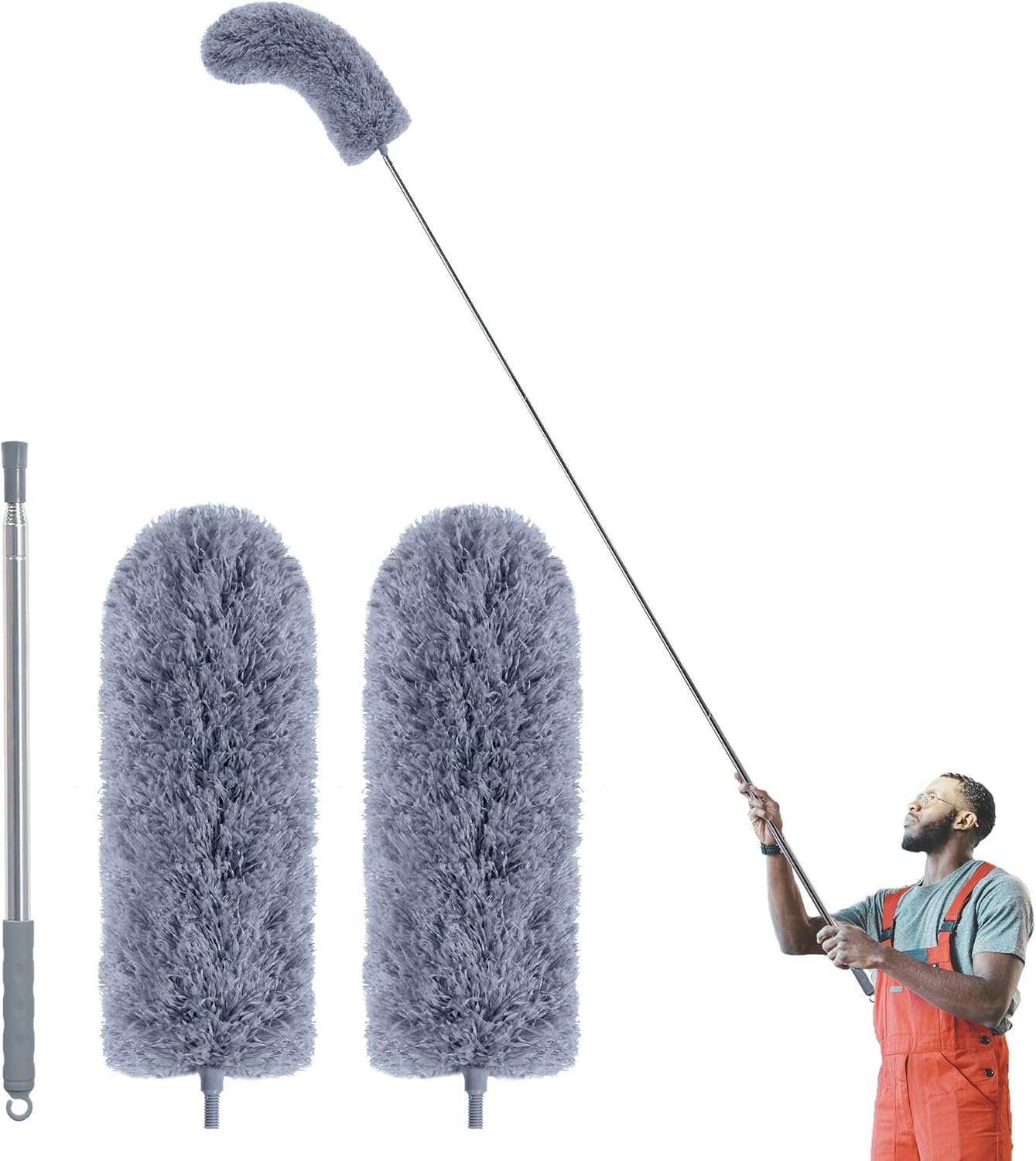 The IVYROLL Extendable Microfiber Duster Kit includes a long feather duster and 2 microfiber heads. Perfect for cleaning hard-to-reach places. Ezymall!-Cleaning Products-Ezymall AU