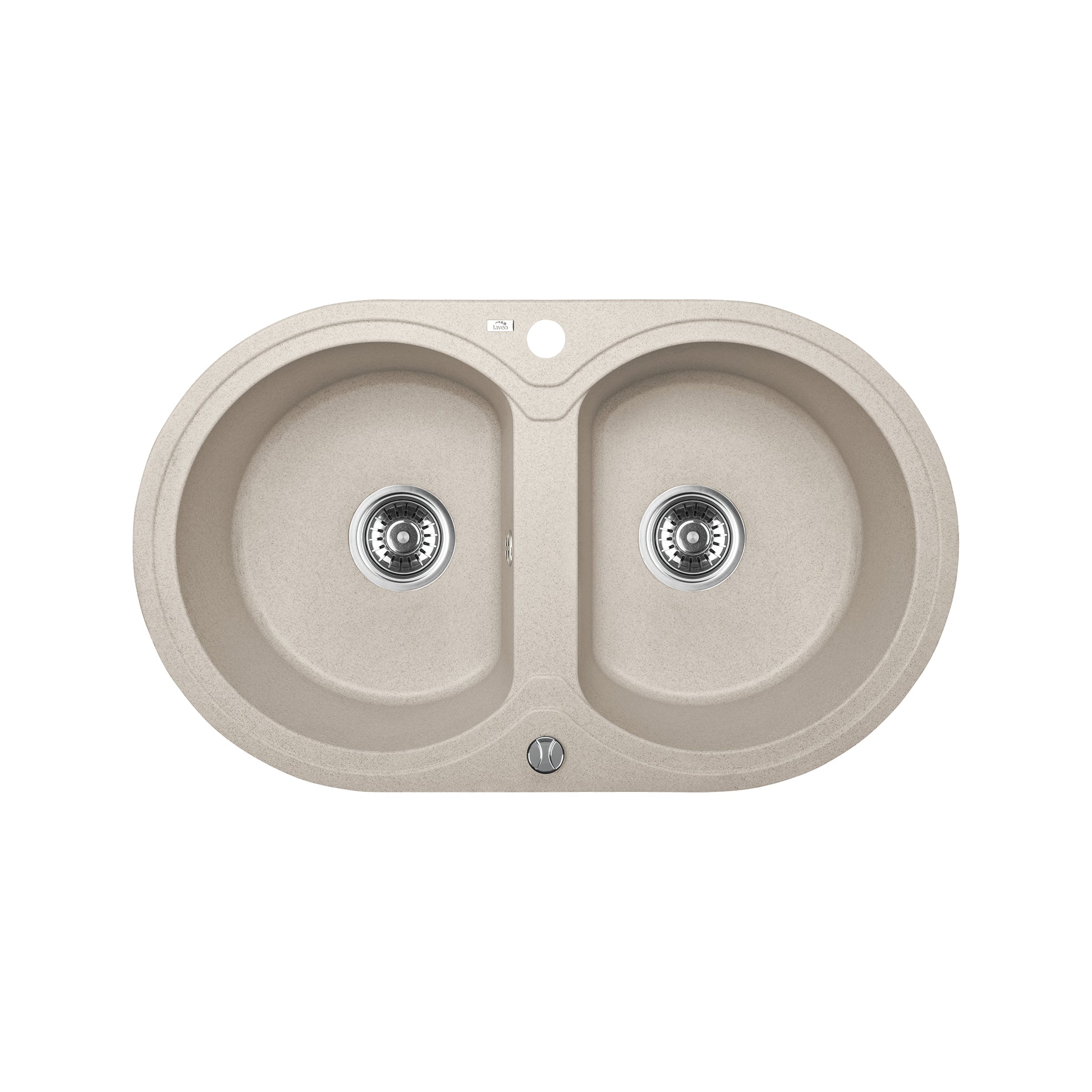 Laveo Dafne beige granite stone round double bowl kitchen sink. Dimensions: 470x780x204mm. Stylish and durable. Upgrade your kitchen with Ezymall Australia!-Kitchen Sink-Ezymall AU