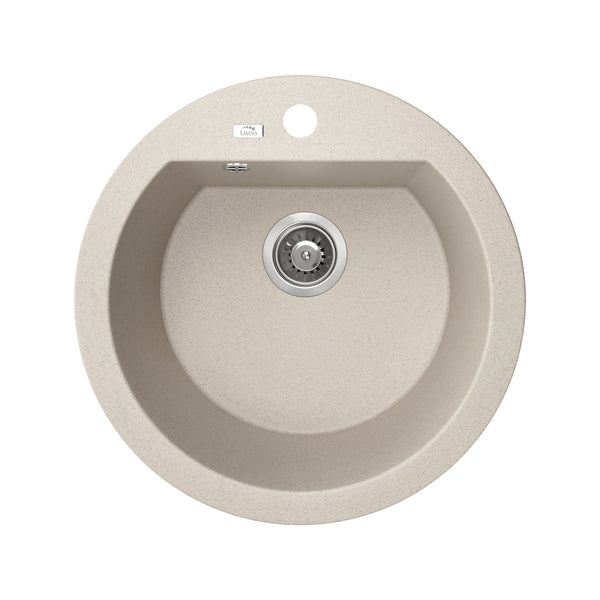 Upgrade your kitchen with the Laveo Dafne Granite Stone Round Single Bowl Kitchen Sink in Beige. Measures 510*205mm. Shop now for style and durability.-Kitchen Sink-Ezymall AU