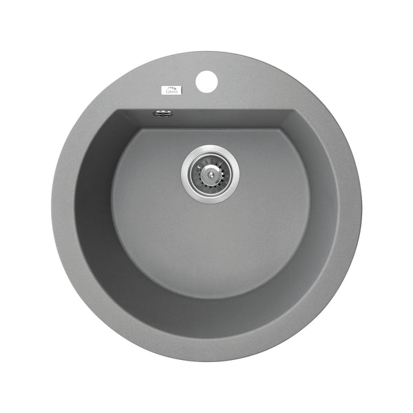 Upgrade your kitchen with the Laveo Dafne Granite Stone Round Single Bowl Kitchen Sink in Grey. Measures 510*205mm. Shop now for style and durability.-Kitchen Sink-Ezymall AU
