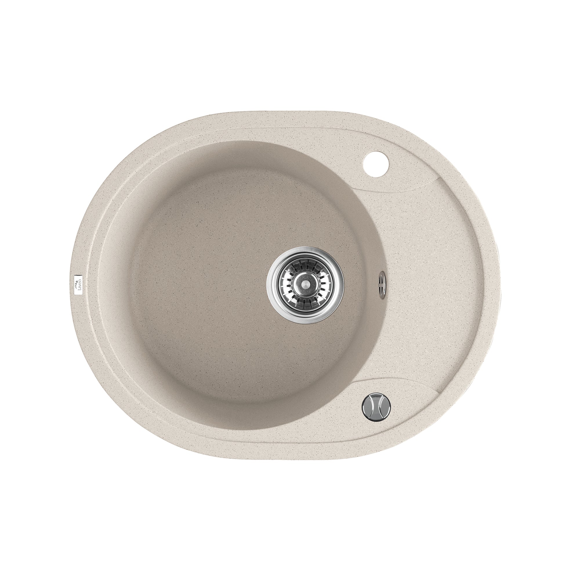 Upgrade your kitchen with the Laveo Dafne Granite Stone Kitchen Sink in Beige. Features a round single bowl and short drainer. Shop now at Ezymall!-Kitchen Sink-Ezymall AU