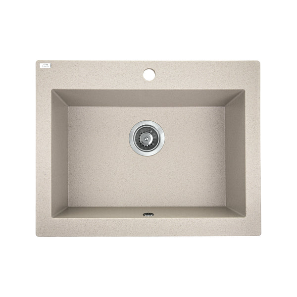 Laveo Komodo beige granite stone single bowl kitchen sink. Dimensions: 490x550x220mm. Stylish and durable. Upgrade your kitchen with Ezymall Australia!-Kitchen Sink-Ezymall AU