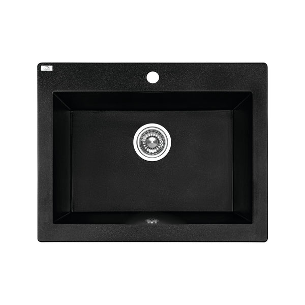 Upgrade your kitchen with the Laveo Komodo Granite Stone Single Bowl Kitchen Sink. Measuring 490x550x220mm in black, this sink combines durability with a modern aesthetic. Perfect for any contemporary kitchen.-Kitchen Sink-Ezymall AU