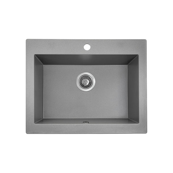 Upgrade your kitchen with the Laveo Komodo Granite Stone Single Bowl Kitchen Sink. Measuring 490x550x220mm in grey, this sink combines durability with a modern aesthetic. Perfect for any contemporary kitchen.-Kitchen Sink-Ezymall AU