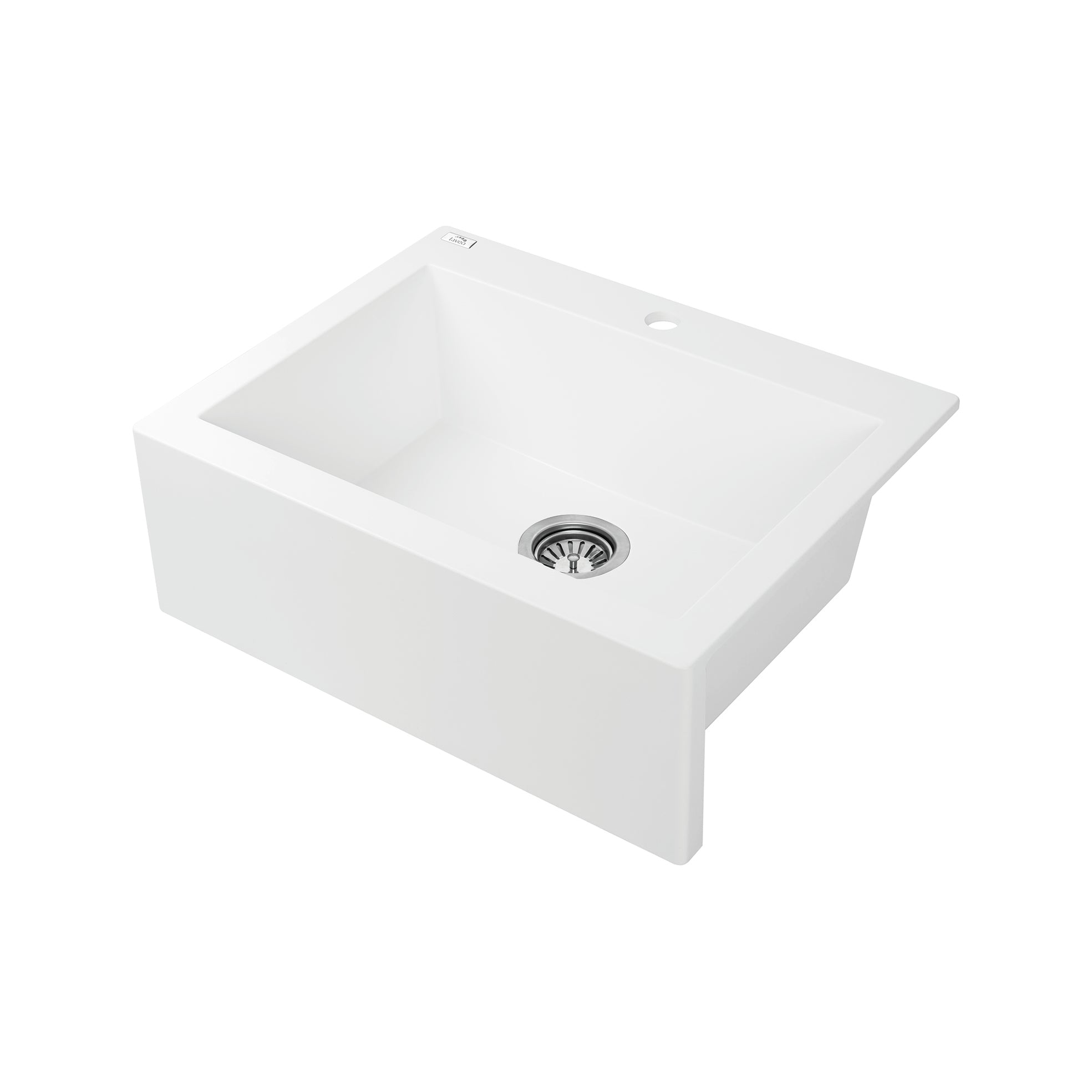 Laveo Komodo white granite stone single bowl kitchen sink. Dimensions: 490x550x220mm. Stylish and durable. Upgrade your kitchen with Ezymall Australia today!-Kitchen Sink-Ezymall AU