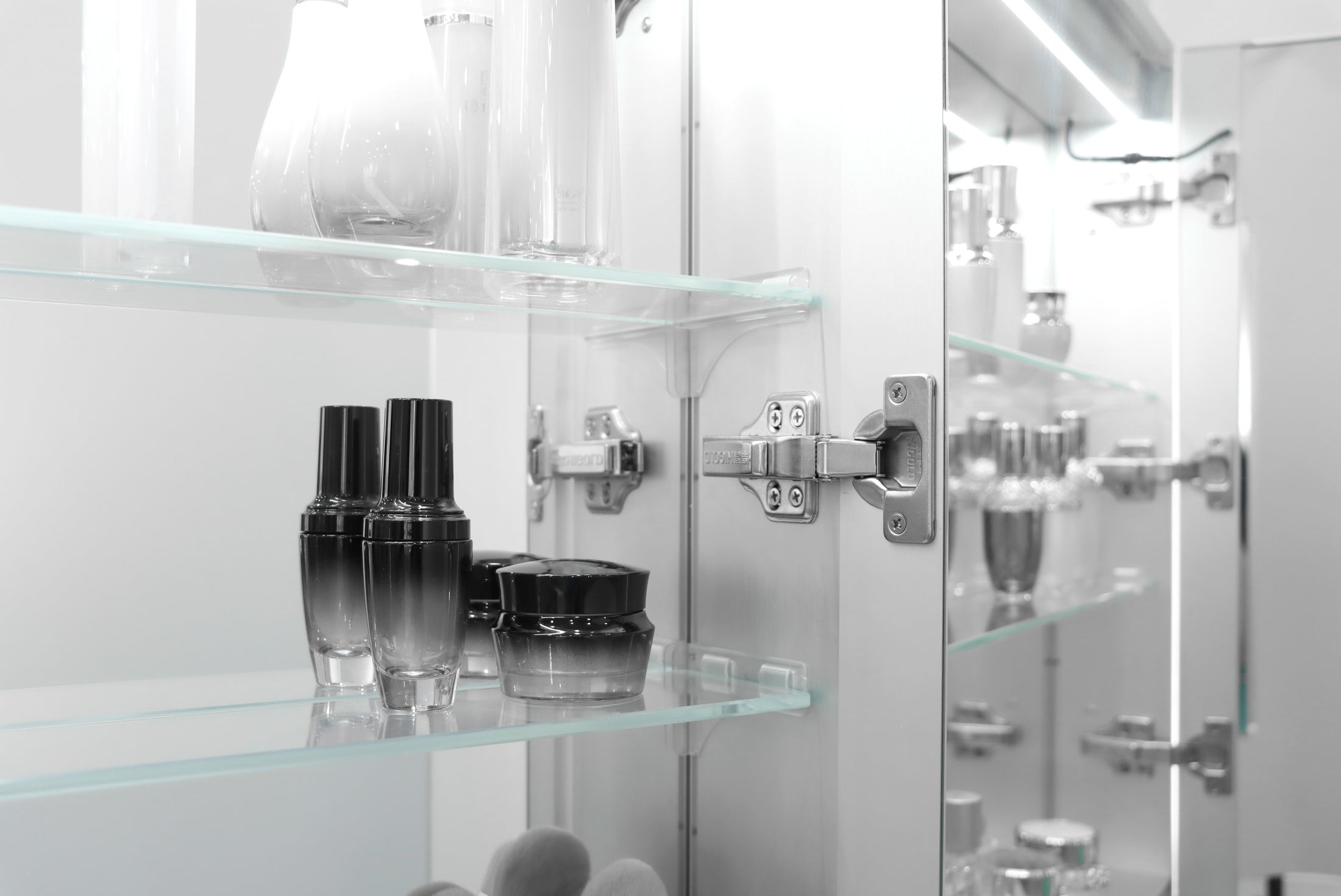 Buy LED Mirror Shaving Cabinet with three doors (1500x720mm). Enjoy adjustable lighting & defogging features. Perfect for your bathroom. Shop now!-Shaving Cabinet-Ezymall AU