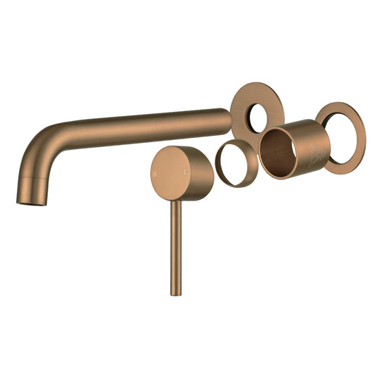 Solid brass wall spout mixer. Industrial style brushed copper tapware for bathroom and kitchen installations.-Spout Mixer-Ezymall AU