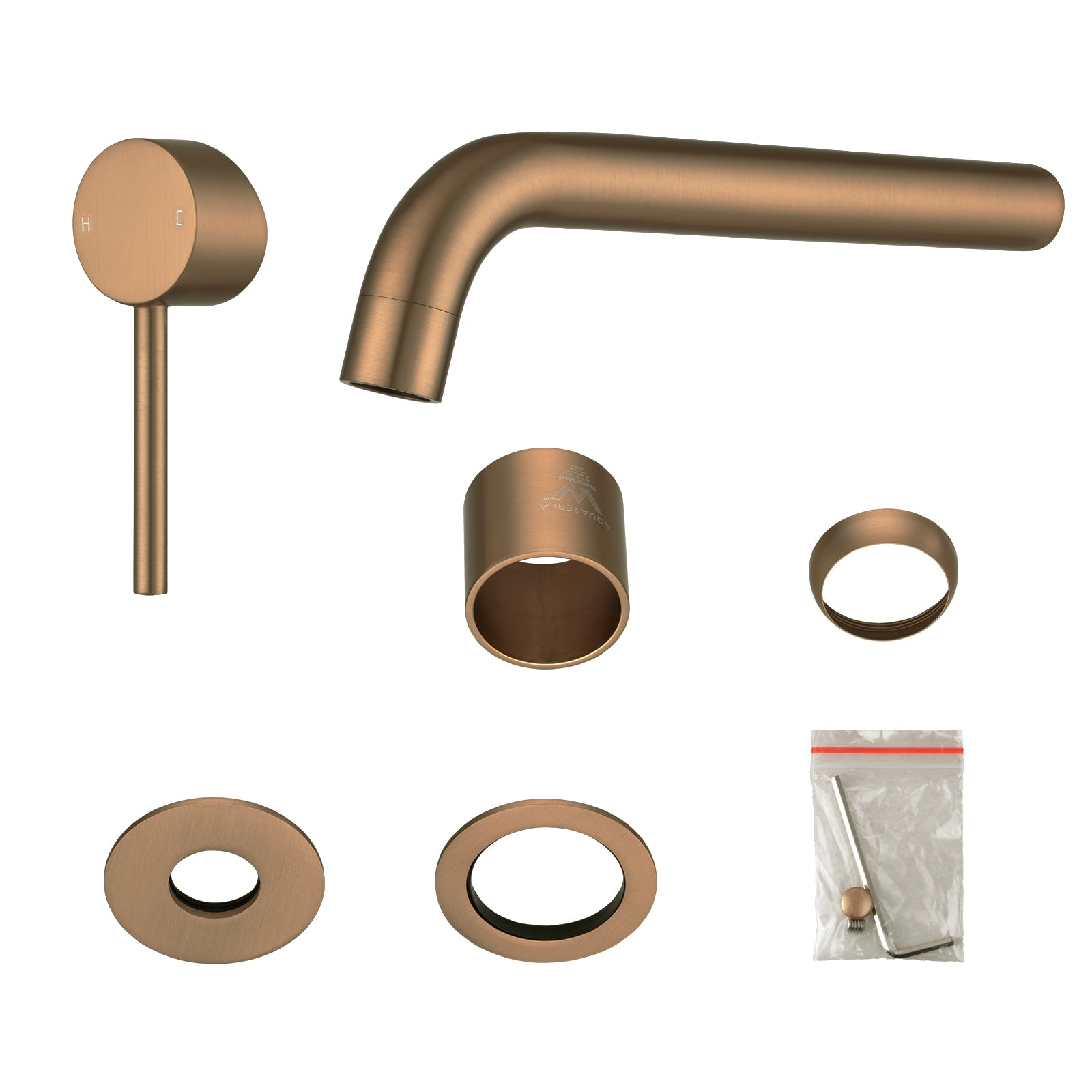 Solid brass wall spout mixer. Industrial style brushed copper tapware for bathroom and kitchen installations.-Spout Mixer-Ezymall AU
