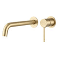 Load image into Gallery viewer, Solid brass wall spout mixer, minimalistic. Modern light brushed gold tapware for bathroom and kitchen installations.-Spout Mixer-Ezymall AU
