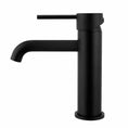 Load image into Gallery viewer, Upgrade your basin with the LUCID PIN Solid Brass Short Basin Mixer in Black. Stylish, durable, and easy to install. Order now at Ezymall!-Basin Mixer-Ezymall AU
