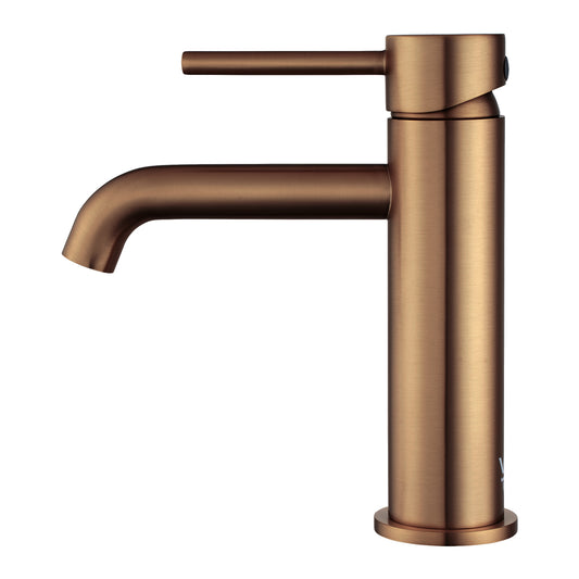 LUCID pin solid brass short basin mixer brushed copper – view 2