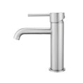 Load image into Gallery viewer, Enhance your basin with the LUCID PIN short basin mixer. Crafted from solid brass with a brushed nickel silver finish. This mixer combines durability with modern design. Perfect for any bathroom. Shop now!-Basin Mixer-Ezymall AU
