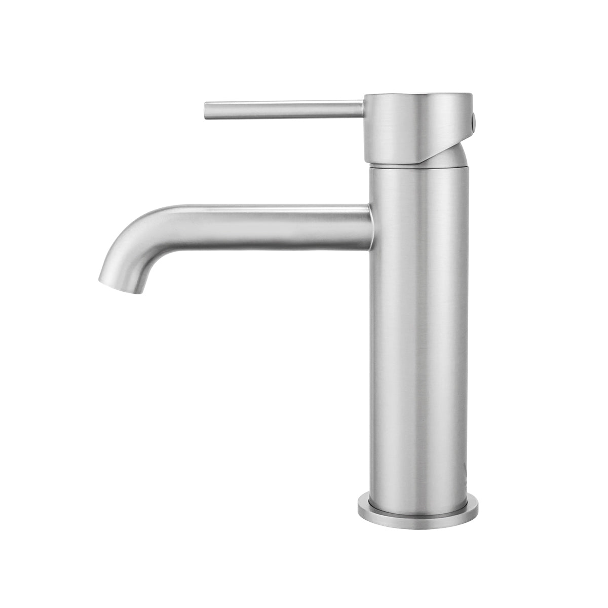 Enhance your basin with the LUCID PIN short basin mixer. Crafted from solid brass with a brushed nickel silver finish. This mixer combines durability with modern design. Perfect for any bathroom. Shop now!-Basin Mixer-Ezymall AU