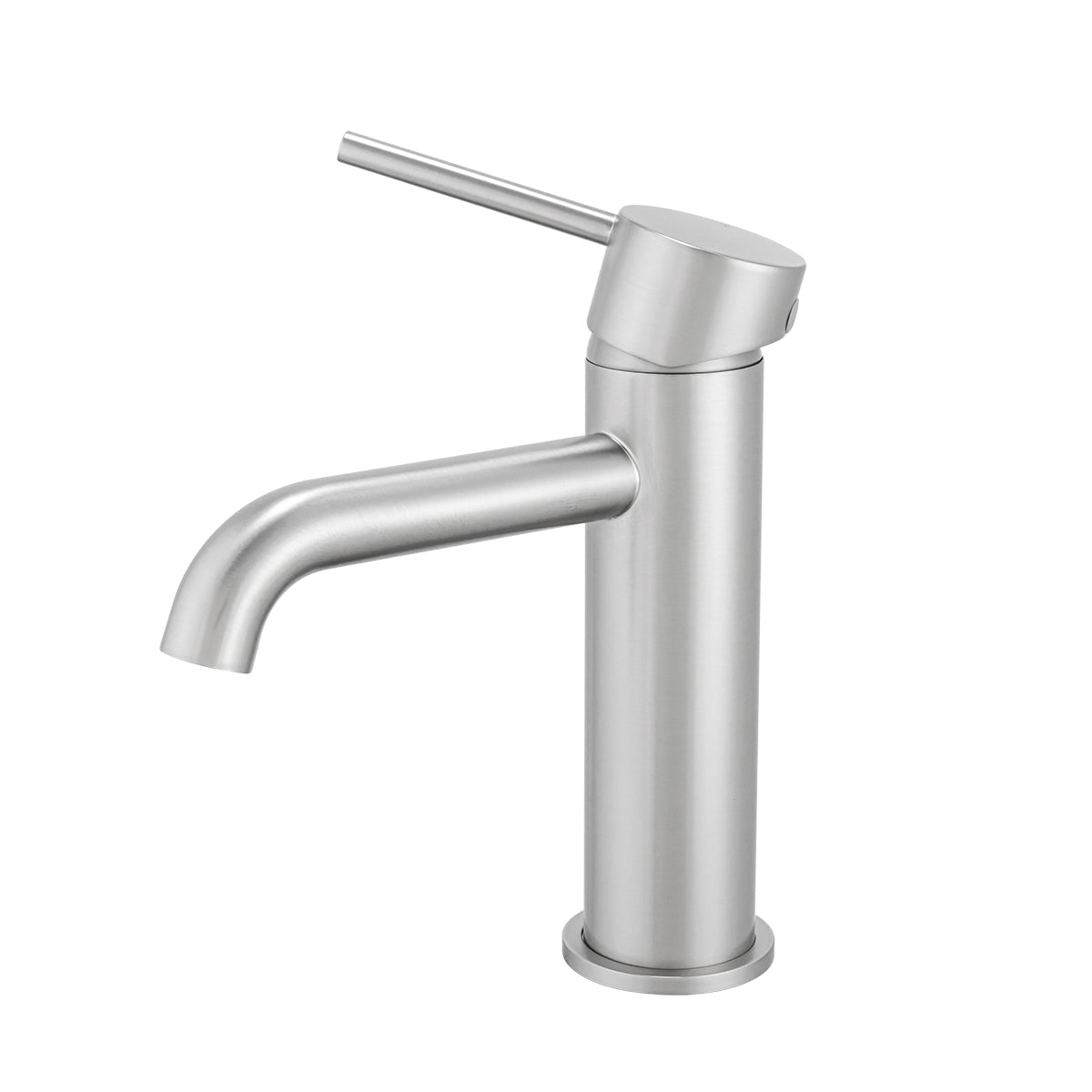 Enhance your basin with the LUCID PIN short basin mixer. Crafted from solid brass with a brushed nickel silver finish. This mixer combines durability with modern design. Perfect for any bathroom. Shop now!-Basin Mixer-Ezymall AU
