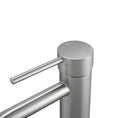Load image into Gallery viewer, Enhance your basin with the LUCID PIN short basin mixer. Crafted from solid brass with a brushed nickel silver finish. This mixer combines durability with modern design. Perfect for any bathroom. Shop now!-Basin Mixer-Ezymall AU

