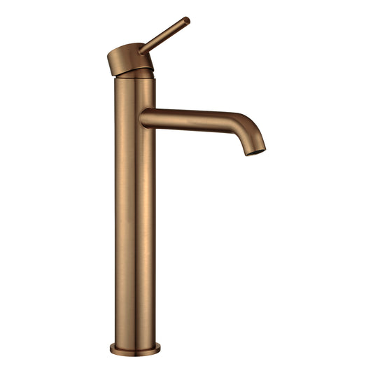LUCID pin solid brass tall basin mixer brushed copper – view 2