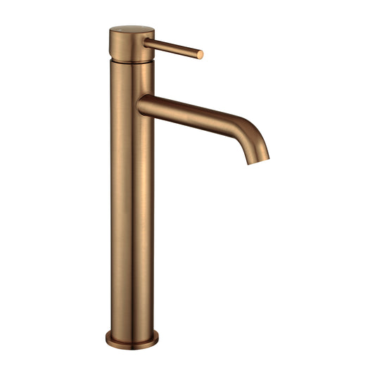 LUCID pin solid brass tall basin mixer brushed copper