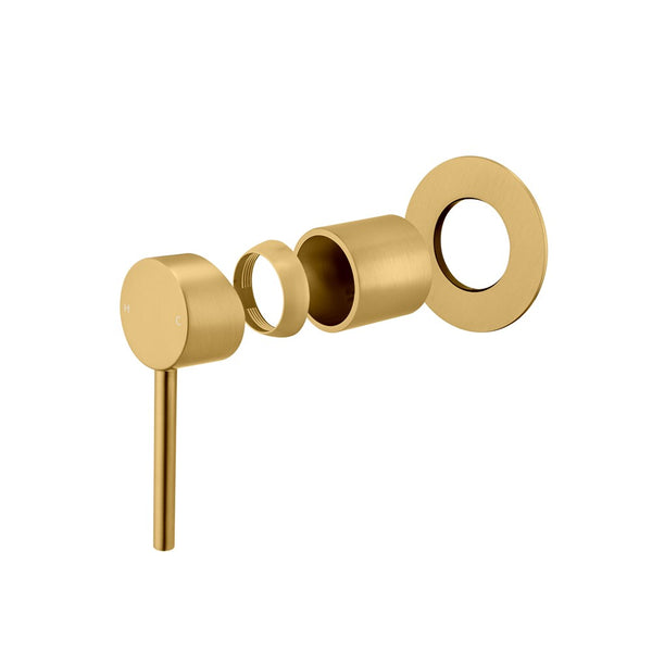 LUCID pin solid brass wall mixer tap brushed brass gold – view 2