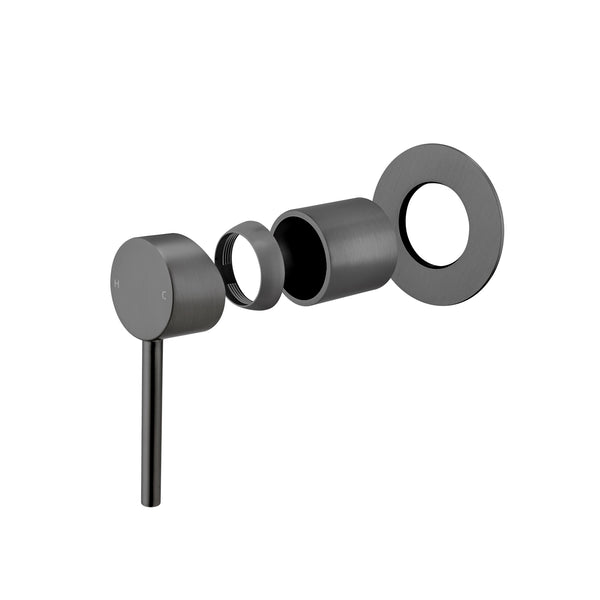 LUCID pin solid brass wall mixer tap gunmetal grey – view 2
