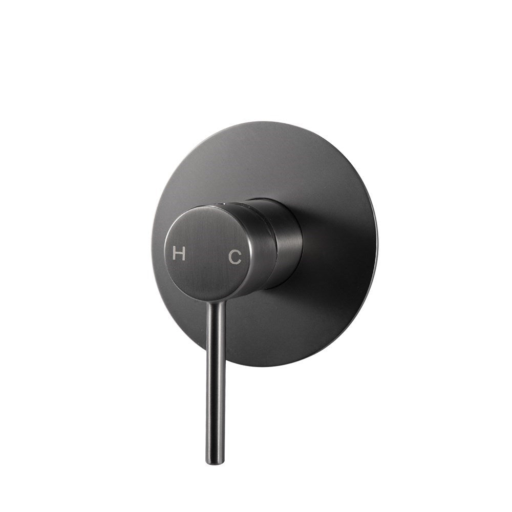 Upgrade your bathroom with this solid brass wall mixer. Featuring a gunmetal grey finish, this LUCID PIN mixer combines style and functionality for a premium experience.-Wall Mixer-Ezymall AU