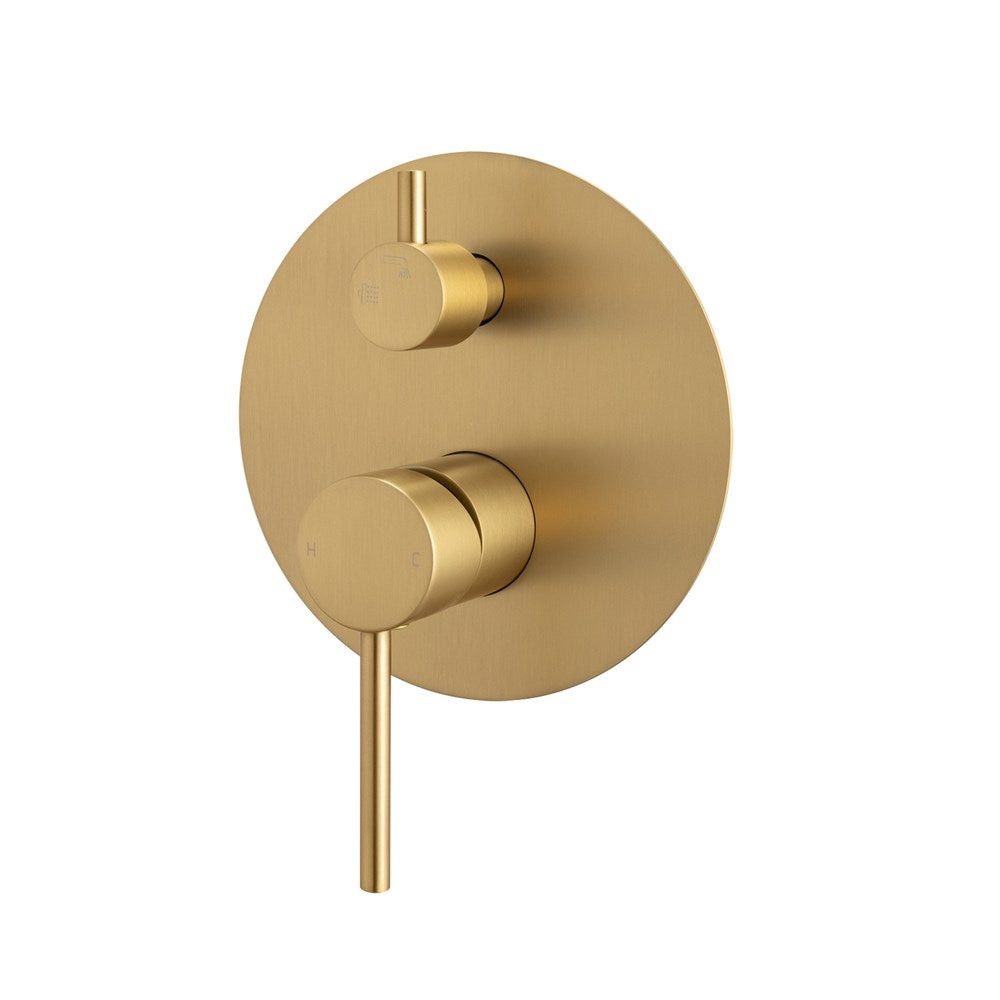 Upgrade your shower with this solid brass diverter mixer. Featuring a brushed brass gold finish, this LUCID PIN mixer combines style and functionality for a premium showering experience.-Diverter Mixer-Ezymall AU