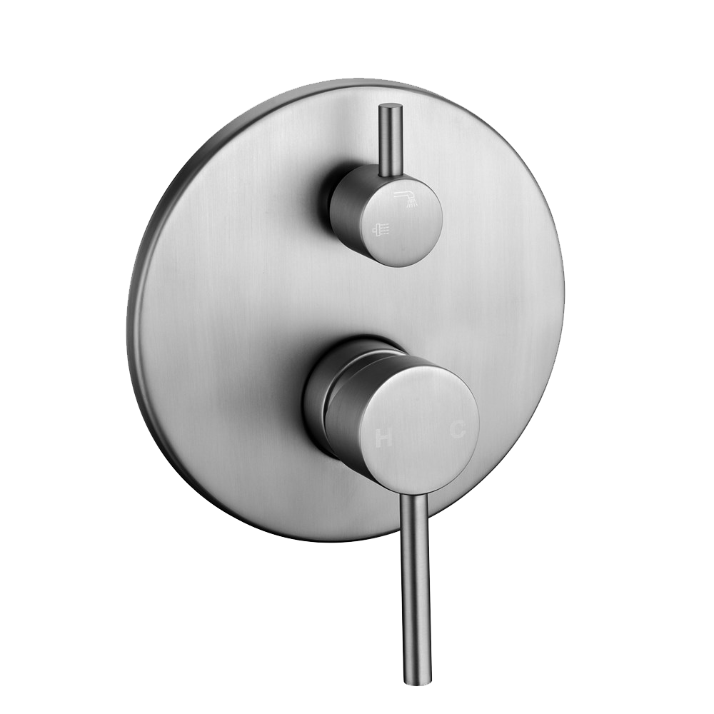 Upgrade your bathroom with this Solid Brass Diverter Mixer in Brushed Nickel Silver from LUCID PIN. Durable, stylish. Shop now at Ezymall Australia!-Diverter Mixer-Ezymall AU