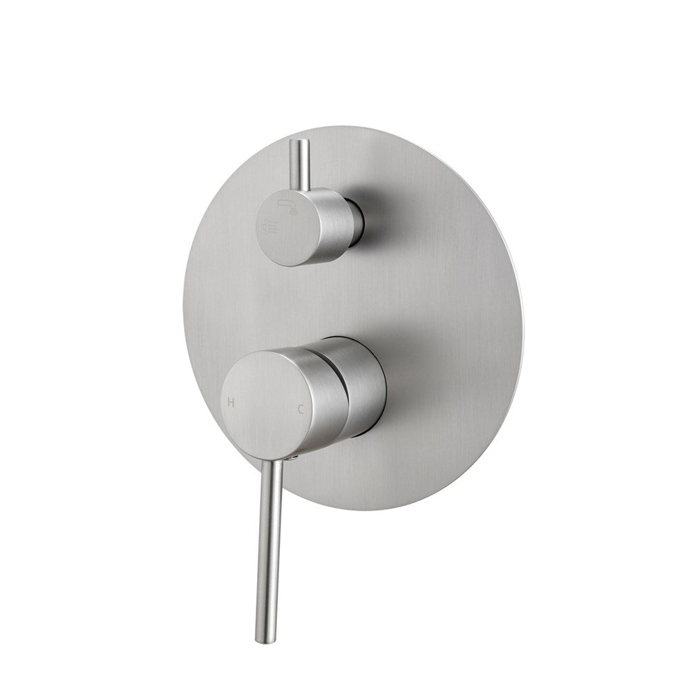 Upgrade your bathroom with this Solid Brass Diverter Mixer in Brushed Nickel Silver from LUCID PIN. Durable, stylish. Shop now at Ezymall Australia!-Diverter Mixer-Ezymall AU