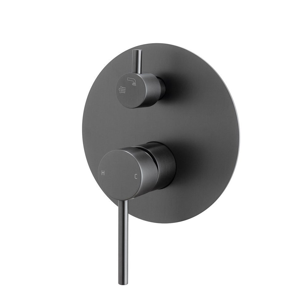 Upgrade your shower with this solid brass diverter mixer. Featuring a gunmetal grey finish, this LUCID PIN mixer combines style and functionality for a premium showering experience.-Diverter Mixer-Ezymall AU