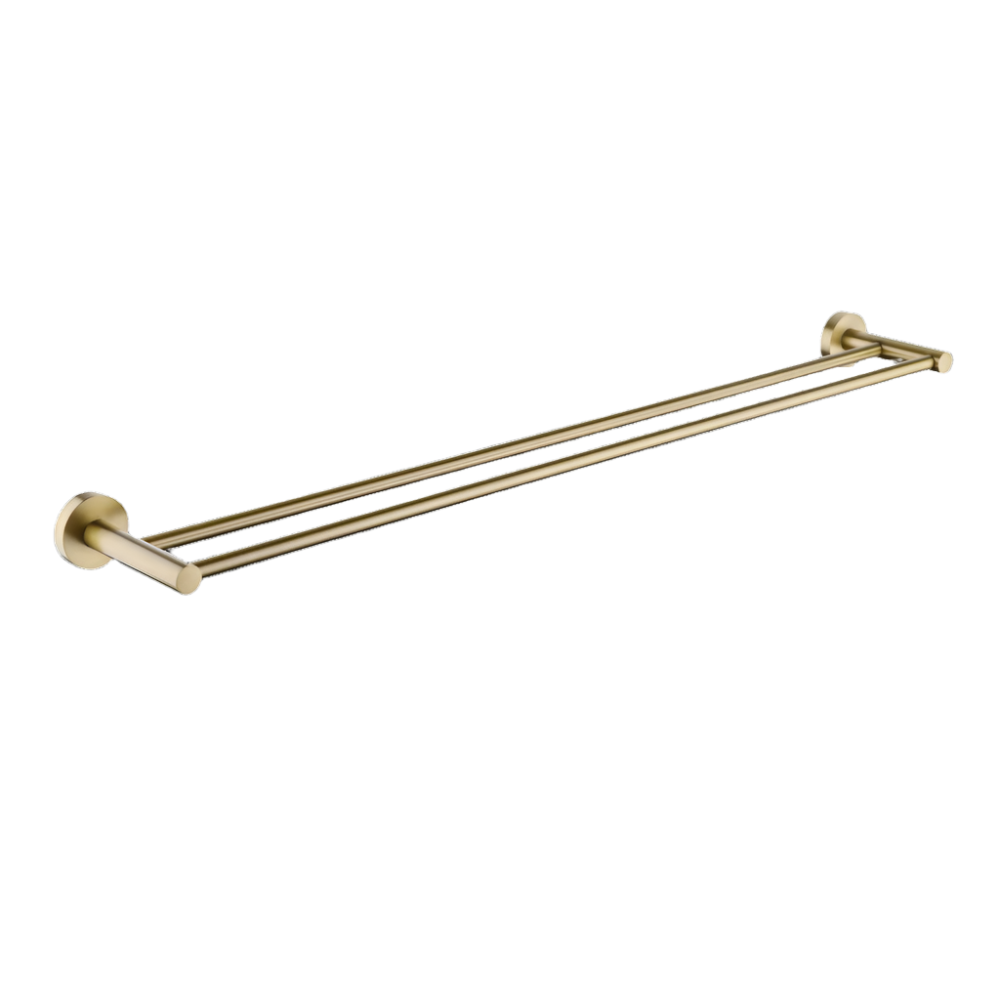 Organize your bathroom with this stainless steel double towel rail in brushed brass gold from LUCID PIN. Measuring 790mm, it offers ample space. Shop now!-Towel Rail-Ezymall AU