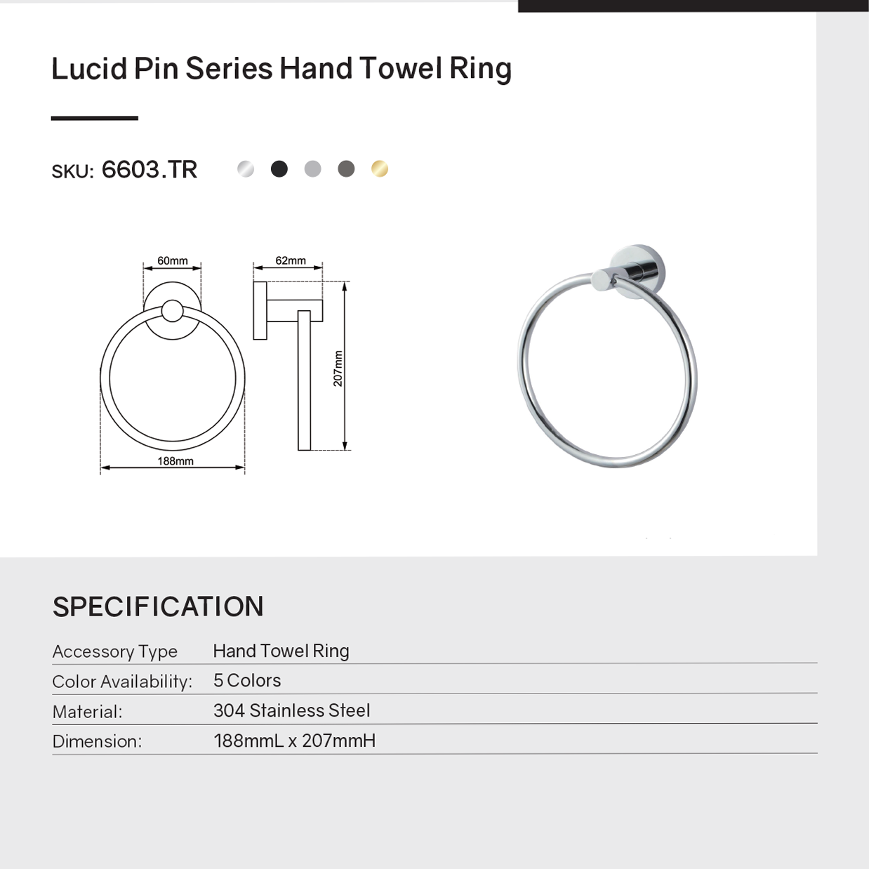 Enhance your bathroom with the LUCID PIN gunmetal grey hand towel ring. Constructed from stainless steel, this ring offers a modern and sleek look. Available at Ezymall!-Hand Towel Rail-Ezymall AU