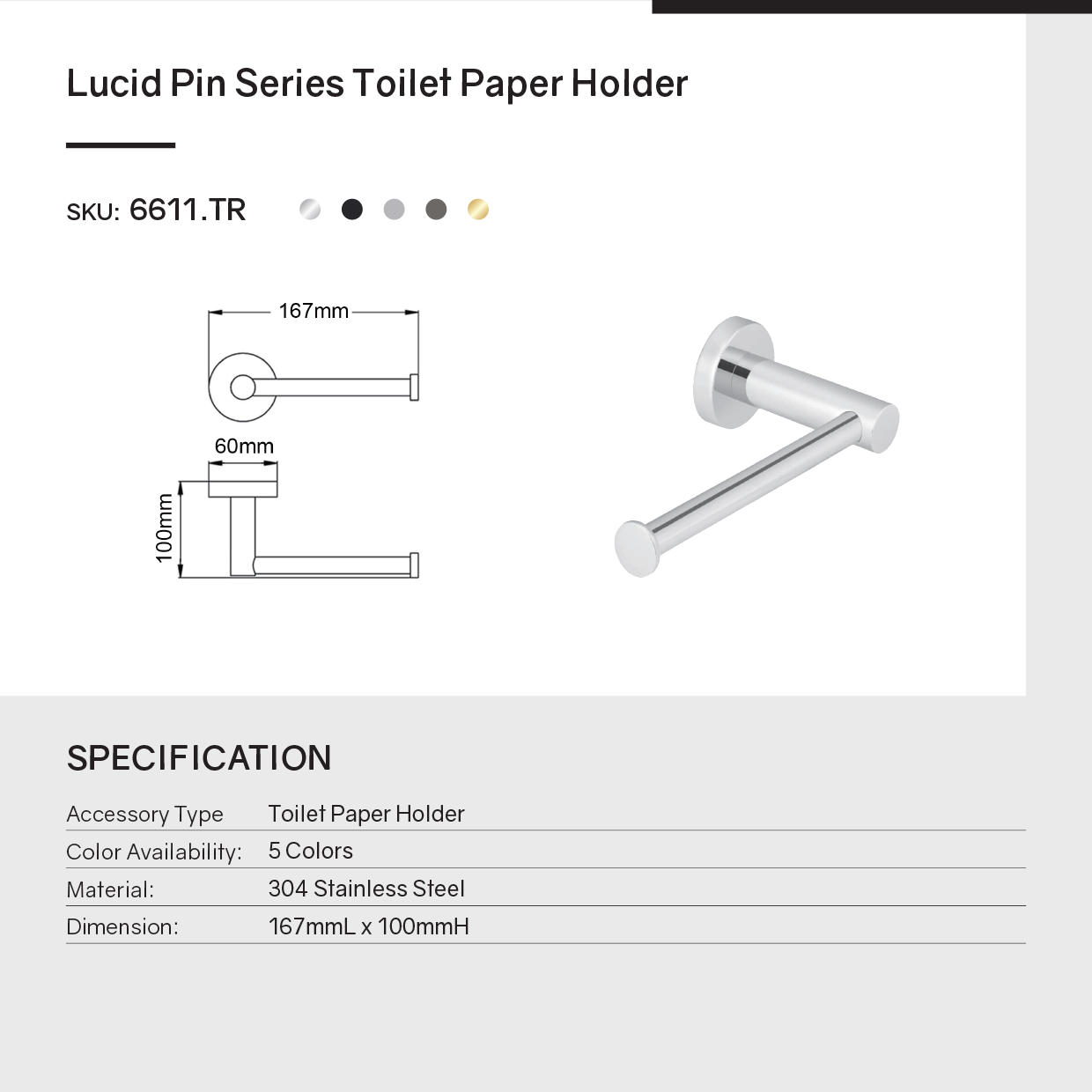 Keep toilet paper within reach with the LUCID PIN stainless steel toilet paper holder in light brushed brass gold, featuring a clean, modern minimalist design.-Toilet Paper Holder-Ezymall AU