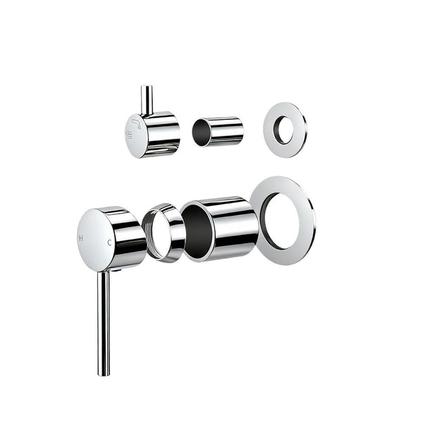 LUCID pin wall diverter mixer with separate cover plate chrome silver – view 2