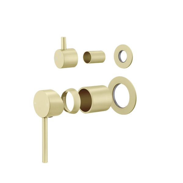 LUCID pin wall diverter mixer with separate cover plate light brushed brass – view 4