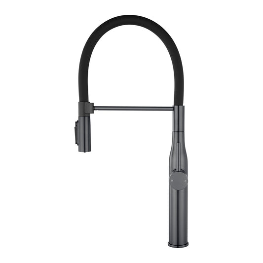 Gunmetal grey magnetic Pull-Down Kitchen Mixer with Filter Connection front view on a white background