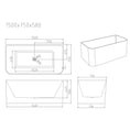 Load image into Gallery viewer, Modern 1500mm back-to-wall bathtub with ultra-slim edge, premium acrylic construction, stainless steel frame, and ergonomic comfort.-Bathtub-Ezymall AU
