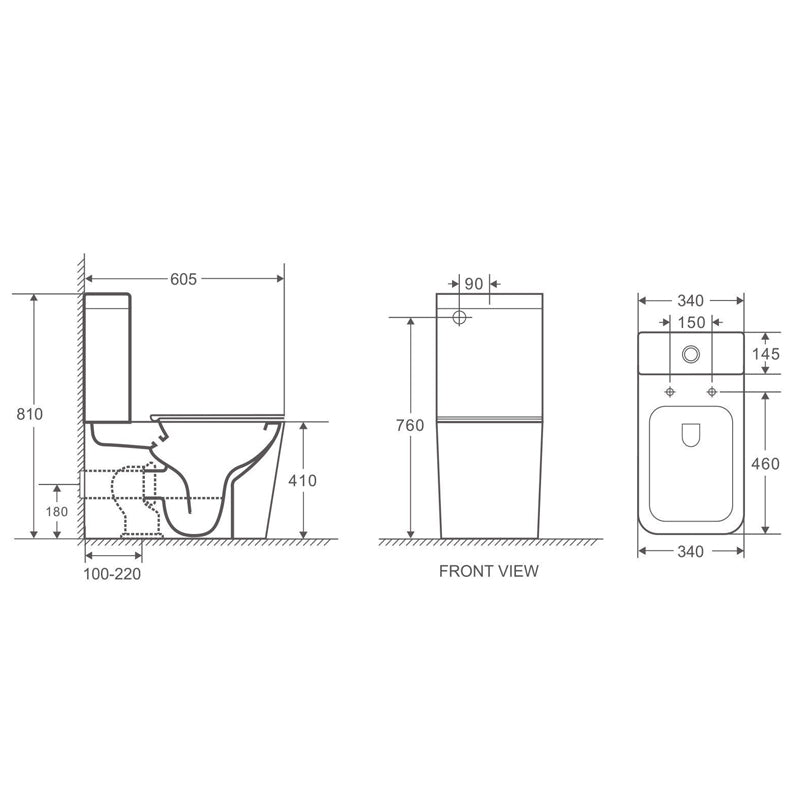 Modern back-to-wall toilet suite with rimless flushing, soft-close UF seat, WELS 4 Star efficiency and flexible S-trap or P-trap installation.-Toilet Suite-Ezymall AU