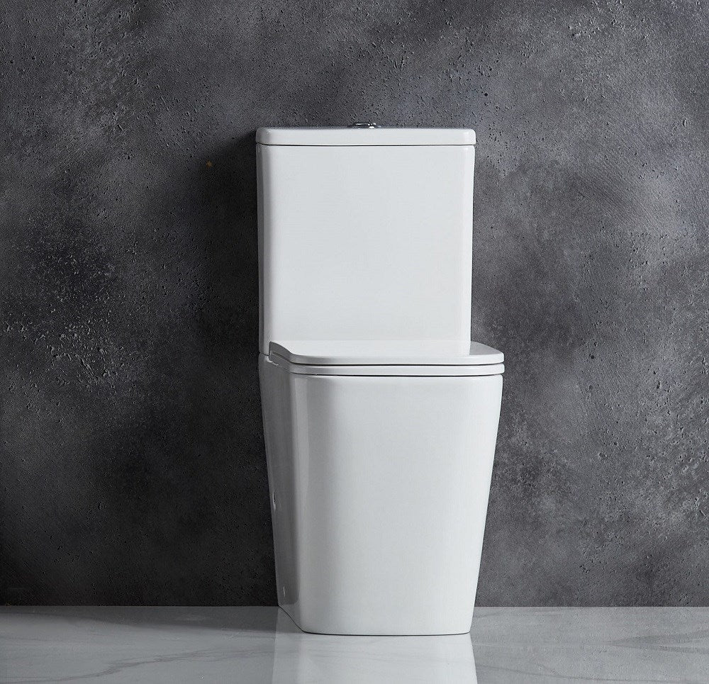 Modern back-to-wall toilet suite with rimless flushing, soft-close UF seat, WELS 4 Star efficiency and flexible S-trap or P-trap installation.-Toilet Suite-Ezymall AU