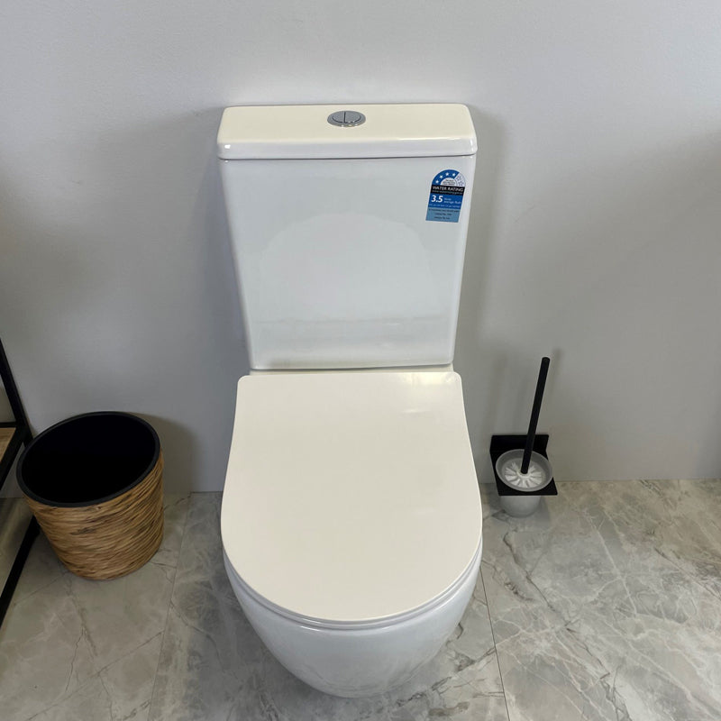 HANI Rimless Back-to-Wall Toilet Suite. Featuring hygienic rimless flushing, a soft-close seat, WELS 4 Star water efficiency and a 20-year warranty.-Toilet Suite-Ezymall AU