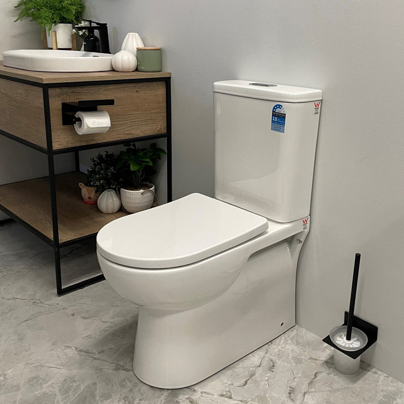 Upgrade your bathroom with the MOI Back-to-Wall Toilet Suite. Hygienic rimless flush, compact design, WELS 4 Star efficiency and 20-year warranty.-Toilet Suite-Ezymall AU