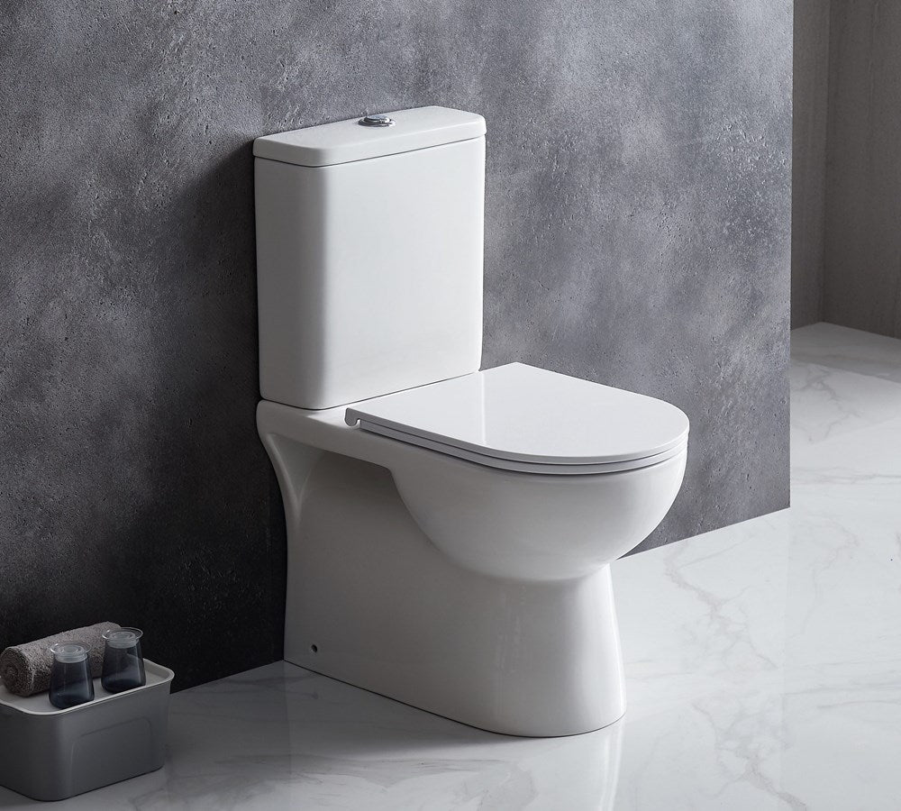 Upgrade your bathroom with the MOI Back-to-Wall Toilet Suite. Hygienic rimless flush, compact design, WELS 4 Star efficiency and 20-year warranty.-Toilet Suite-Ezymall AU