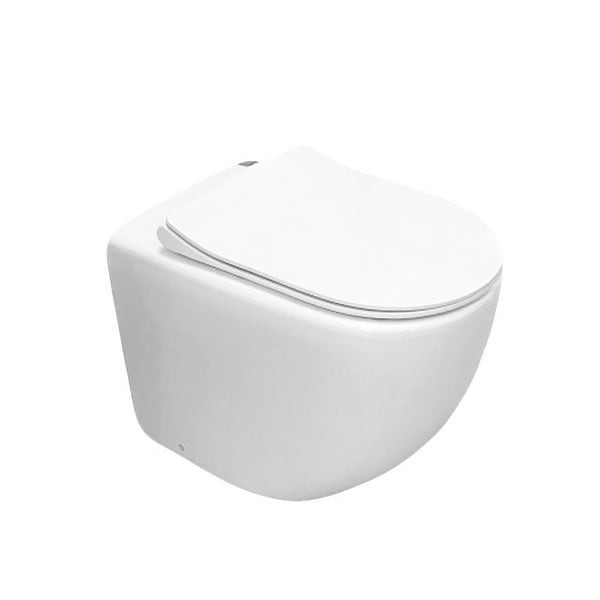 Modern wall faced toilet pan with Mercio Quiet Flush technology, soft-close Duraplas seat, WELS 4 Star efficiency and concealed cistern compatibility.-Toilet Suite-Ezymall AU