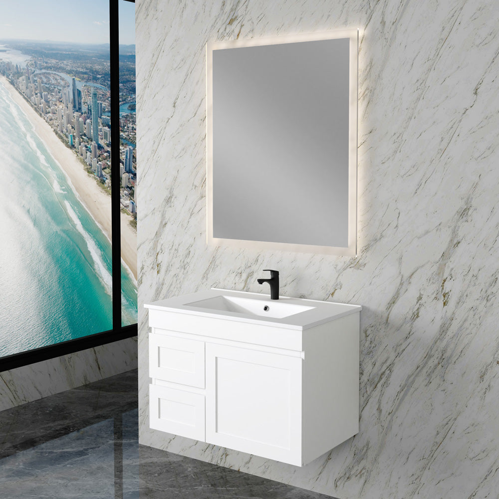 Upgrade your bathroom with the Miami 735mm Wall Hung Vanity. Fluted design, flexible storage and premium top options available.-Vanity-Left Hand Drawers-Cabinet Only-Ezymall AU
