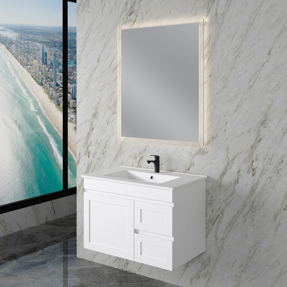 Upgrade your bathroom with the Miami 735mm Wall Hung Vanity. Fluted design, flexible storage and premium top options available.-Vanity-Left Hand Drawers-Cabinet Only-Ezymall AU