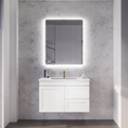 Load image into Gallery viewer, Upgrade your bathroom with the Miami 882mm Wall Hung Vanity. Fluted design, flexible storage and premium top options available.-Vanity-Left Hand Drawers-Cabinet Only-Ezymall AU
