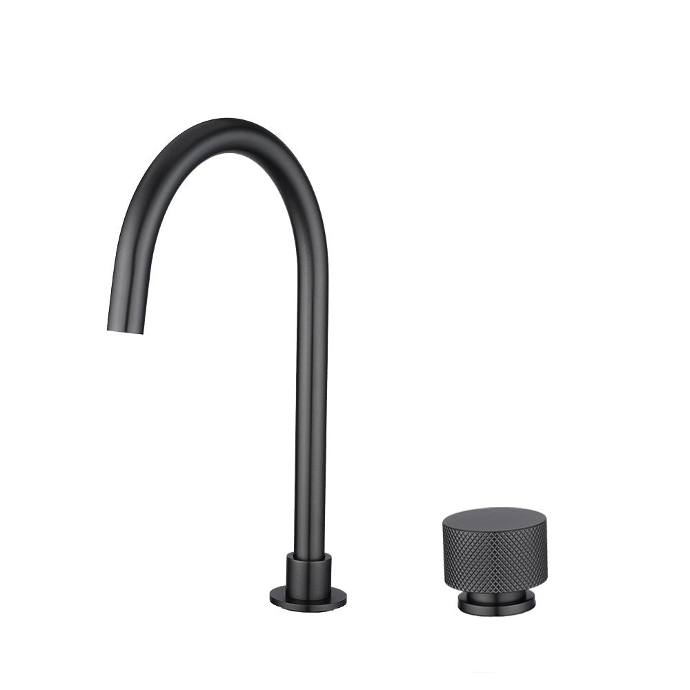 MOON brushed gunmetal swivel basin mixer made from solid brass with ceramic cartridge. WELS 5 Star rated, Watermark approved tap for modern bathrooms.-Basin Mixer-Ezymall AU