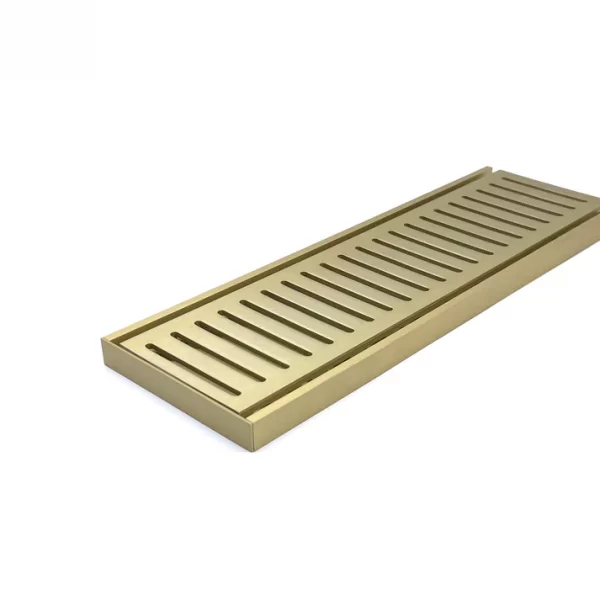 Upgrade your bathroom with the Muses Ezy Flow Floor Grate in brushed gold. Measuring 100*100*14mm, it handles up to 5600mm with an 80mm waste outlet. Durable and stylish.-Floor Waste-Ezymall AU